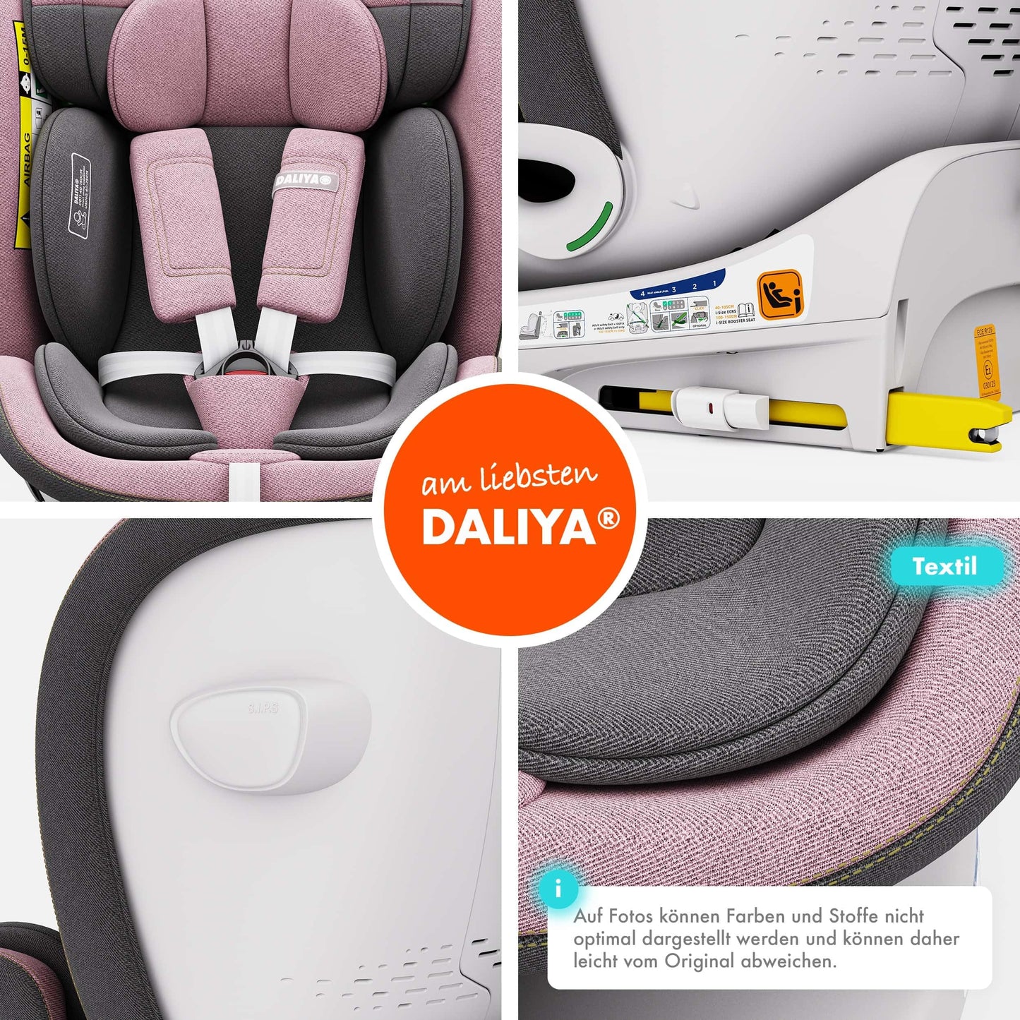 Daliya® Kindersitz ROTAZIONE | I-SIZE 40-150 cm | 8 Pos. | Isofix | (SIP) | Top Tether | 360° | 5 Punkt Gurt | Gruppe 0+ / I/II/III 0-36 KG | Neueste Zulassungs UN ECE Reg. 129 (Beige) - Meloni2