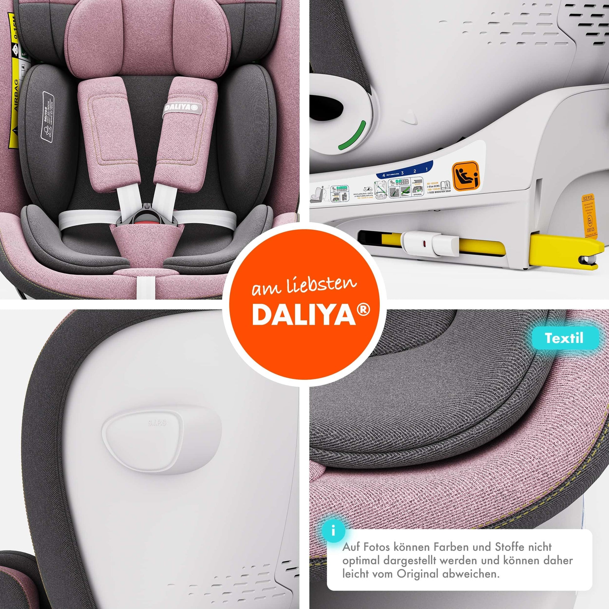 Daliya® Kindersitz ROTAZIONE | I-SIZE 40-150 cm | 8 Pos. | Isofix | (SIP) | Top Tether | 360° | 5 Punkt Gurt | Gruppe 0+ / I/II/III 0-36 KG | Neueste Zulassungs UN ECE Reg. 129 (Beige) - Meloni2