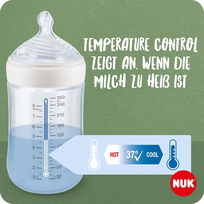 NUK for Nature Start Set Babyflasche und Schnuller, 0−6 Monate, 100 % natürliche Rohstoffe, 2 x Flaschen (150 ml + 260 ml), 2 x Schnuller aus Silikon, BPA-frei, 4 Stück - Meloni2