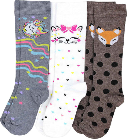 TupTam Girls' Knee-Length Socks, Patterned, Pack of 3