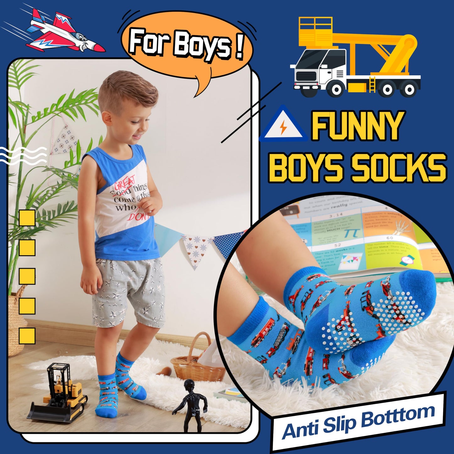 Welwoos 12 Paare Stoppersocken Kinder Baby Jungen Antirutschsocken Kinder Anti Rutsch Rutschfeste Baumwolle Socken