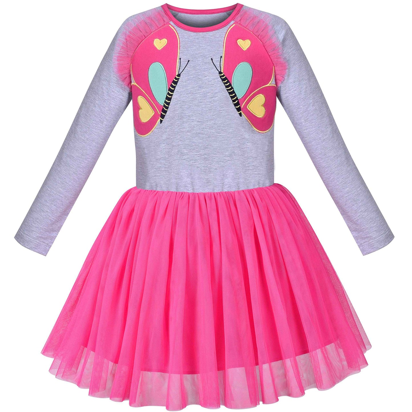 Girls' Long-Sleeve Tutu Skirt Tie Party Size 110–146