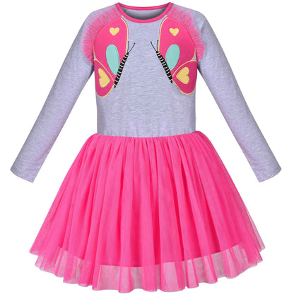 Girls' Long-Sleeve Tutu Skirt Tie Party Size 110–146