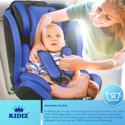 KIDIZ® Autokindersitz Triangle Premium Kindersitz Kinderautositz | Autositz Sitzschale | 9 kg - 36 kg 1-12 Jahre | Gruppe 1/2/3 | universal | zugelassen nach ECE R129/03 | mit Isofix