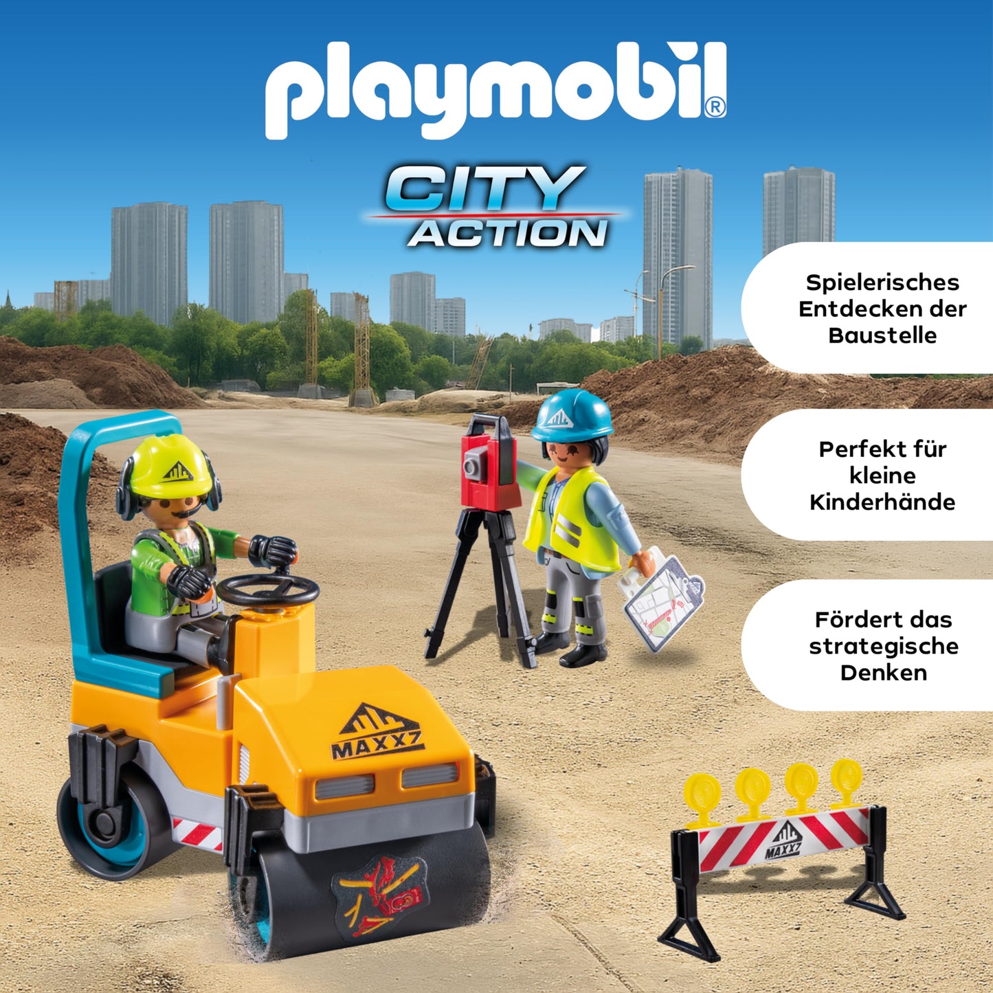PLAYMOBIL Road Construction Site Toy Child Construction Site Play Set Toy for Children from 4 Years 71751