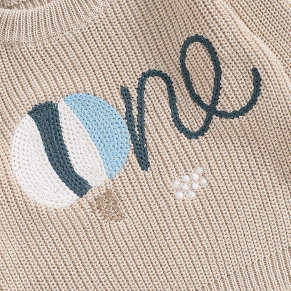 L&ieserram Baby Mädchen Jungen 1. Geburtstag Gestrickt Pullover Jumper Langarm Strickpullover Pulli Kleinkinder Kleidung Outfit Knitted Sweater 1 Jahr