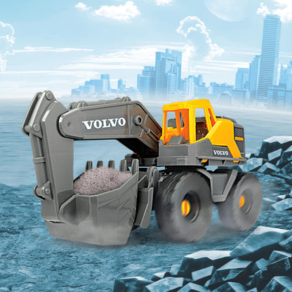Dickie Toys - Volvo Bagger Tough Excavator (26 cm) - Spielzeug-Schaufelbagger für Kinder ab 3 Jahre mit Freilauf, beweglichem Arm und Schaufel, als Sandspielzeug geeignet