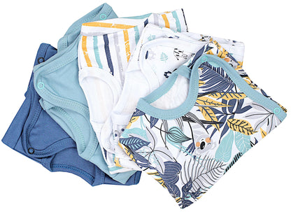 TupTam Baby Body Kurzarm Jungen – Wickelbody Kurzarm aus Baumwolle im 5er Set – OEKO-TEX Zertifiziert