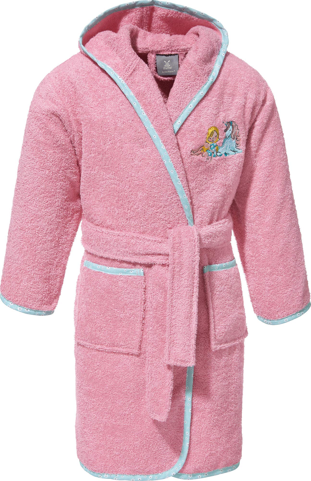 Erwin Müller Kinder-Waschhandschuh, Waschlappen, Frottier 2er-Pack rosa Größe 16x21 cm - angenehm weich, saugstark, langlebig, mit Webbordüre, Stickerei Elfen