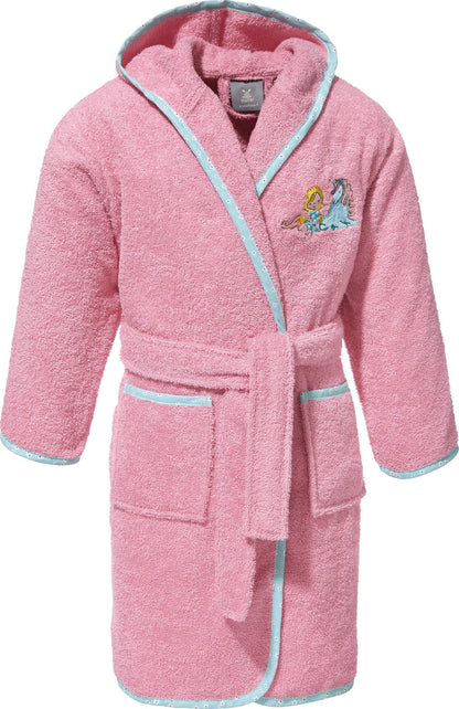 Erwin Müller Kinder-Waschhandschuh, Waschlappen, Frottier 2er-Pack rosa Größe 16x21 cm - angenehm weich, saugstark, langlebig, mit Webbordüre, Stickerei Elfen