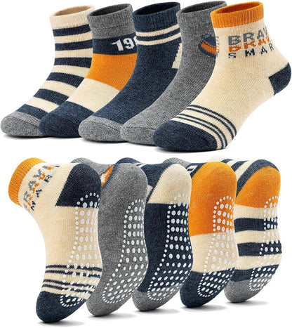 KOWAYI Stoppersocken Kinder 5/10 Paar ABS Rutschsocken Kinder Jungen, Mädchen, Baby Antirutschsocken 1-7 Jahre Grip Socken