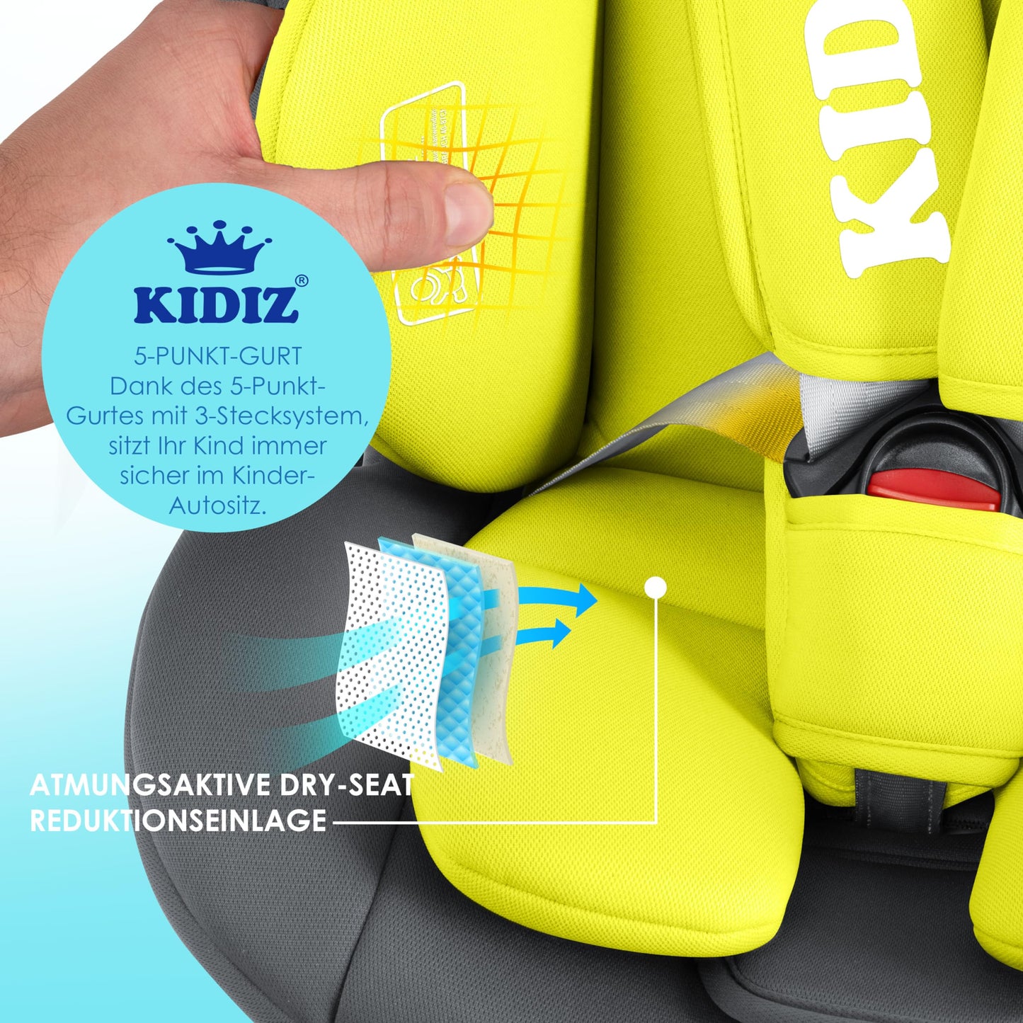 KIDIZ® Kindersitz Baby Autositz Kinderautositz Isofix Top Tether 360° drehbar Gruppe 0/1/2/3 ab Geburt 0-36kg Mit Sonnenschutzdach Seitenschutz 5 Punkt Gurt Kopfstützenverstellung ECE R129 Grau - Meloni2