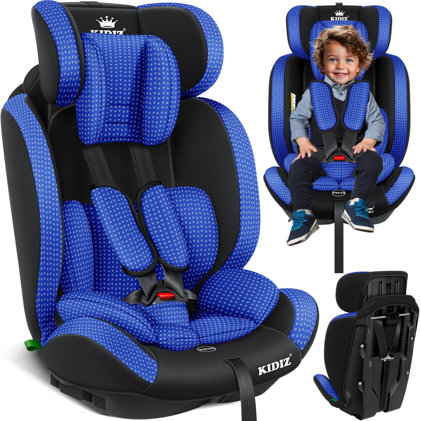 KIDIZ® Autokindersitz Triangle Premium Kindersitz Kinderautositz | Autositz Sitzschale | 9 kg - 36 kg 1-12 Jahre | Gruppe 1/2/3 | universal | zugelassen nach ECE R129/03 | mit Isofix - Meloni2