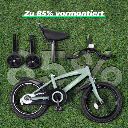 BODIOO Kinderfahrrad 12 Zoll, Fahrrad für Jungen und Mädchen mit Stützrädern, robustem Rahmen, verstellbarem Sitz, Rücktritt- und Handbremse, geeignet für Fahrer von 83 bis 96 cm (Minzgrau) - Meloni2