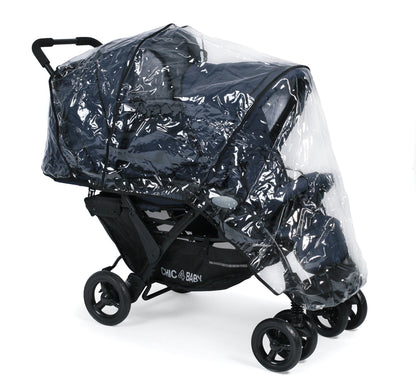 CHIC 4 BABY - Geschwisterwagen DUO mit Tragetasche und Regenschutz, Geschwisterkinderwagen für zwei Kinder, Zwillingswagen, Zwillingsbuggy, Tandemkinderwagen, Tandembuggy, Kinderwagen, Jeans grau