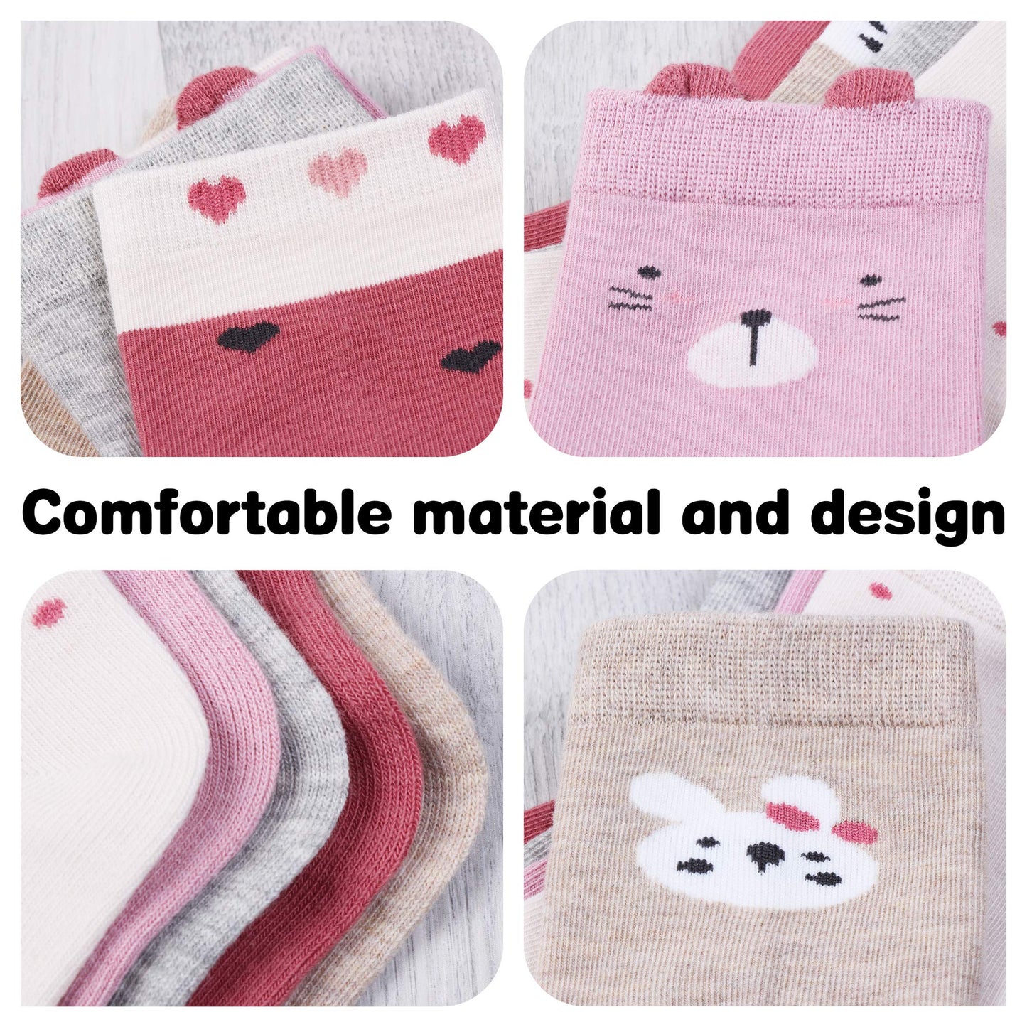 L&K-II 10/12 Paar Kinder Mädchen Socken mit niedlichen Herzmustern Kids Füßlinge Sneakersocken bunt 2825