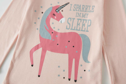 LOLPIP Mädchen Pyjamas 100% Baumwolle Schlafanzug für Kinder Schlafkleidung Langarm 4 Stück Set 1-12 Jahre