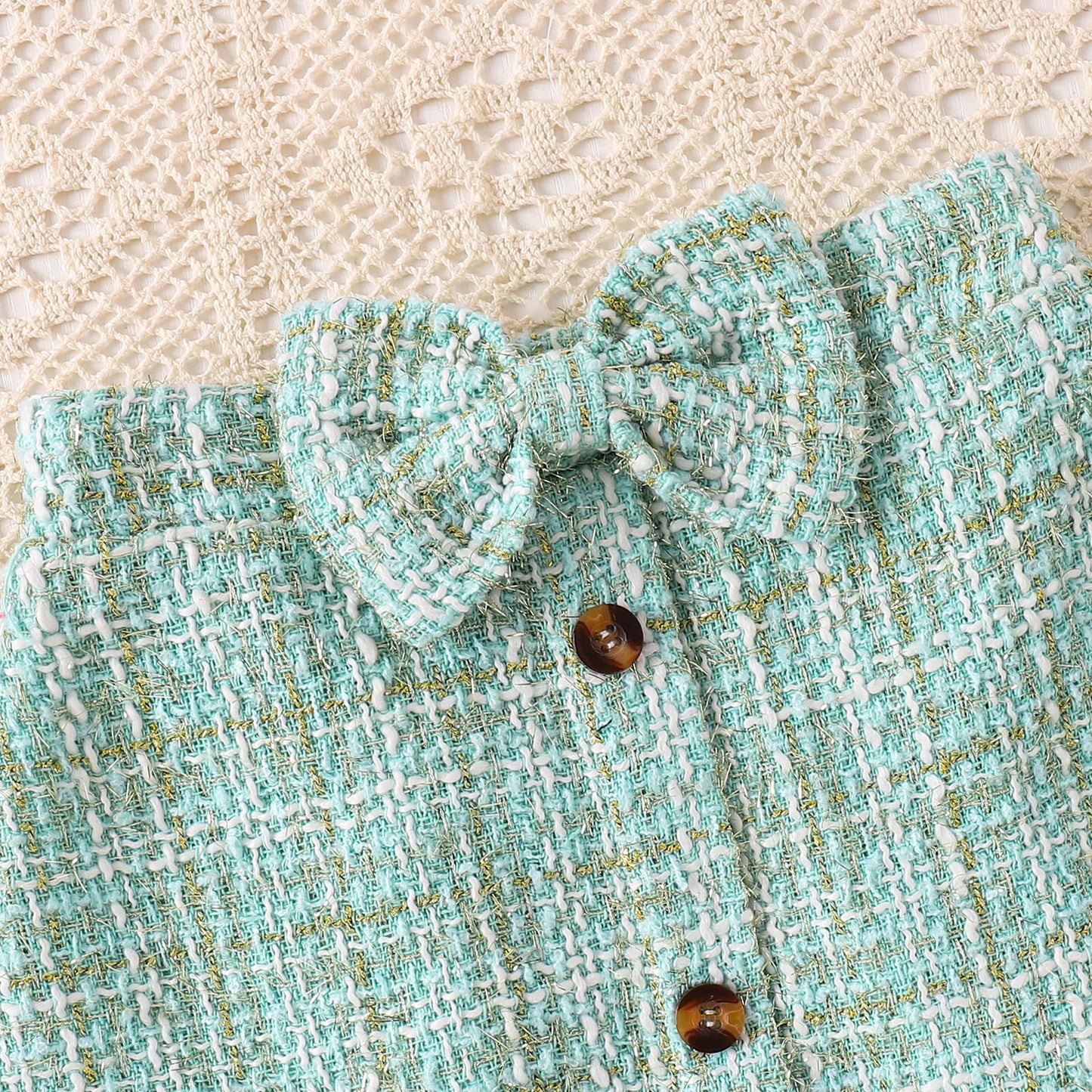 Baby Kinder Mädchen Kleidung Set Rüschen gerippt Langarm Top Fliege Checked Rock 2 Stück Frühling Herbst Kleinkind Outfits Set