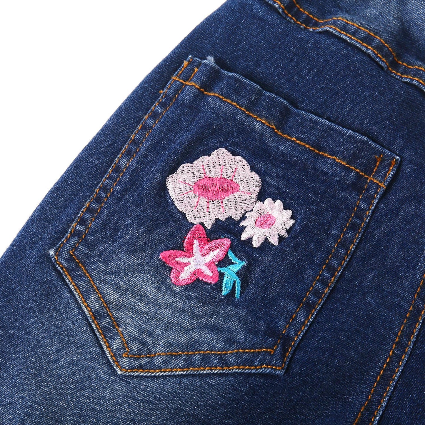 KIDSCOOL SPACE Girls Jeans Split Hem with RAL Edges Elastic Waist in High Elastic Wide Leg Denim Pants
