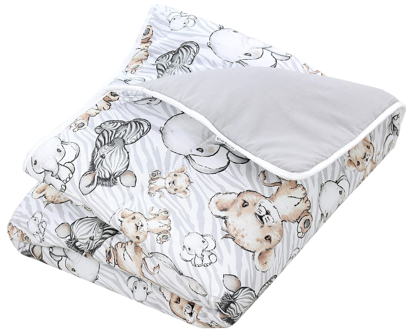 TupTam Krabbeldecke für Baby 120x120 cm - Gepolsterte Spieldecke Baby Baumwolle, XXL, OEKO-TEX, Weich & Hautfreundlich, Farbe: Wald/Beige - Meloni2