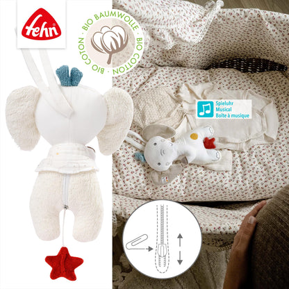 Fehn Spieluhr Baby Einschlafhilfe Schaf - Kuscheltier mit sanfter Einschlafhilfe Melodie "Guten Abend, gut´ Nacht" - Babyspielzeug für Unterwegs und Zuhause - Musikspielzeug für Babys und Kleinkinder