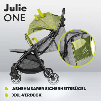 LIONELO Julie One Buggy Pushchair up to 22 kg, Adjustable Backrest and Footrest, Mosquito Net, Leg Warmer, Drink Holder and Transport Bag, Foldable