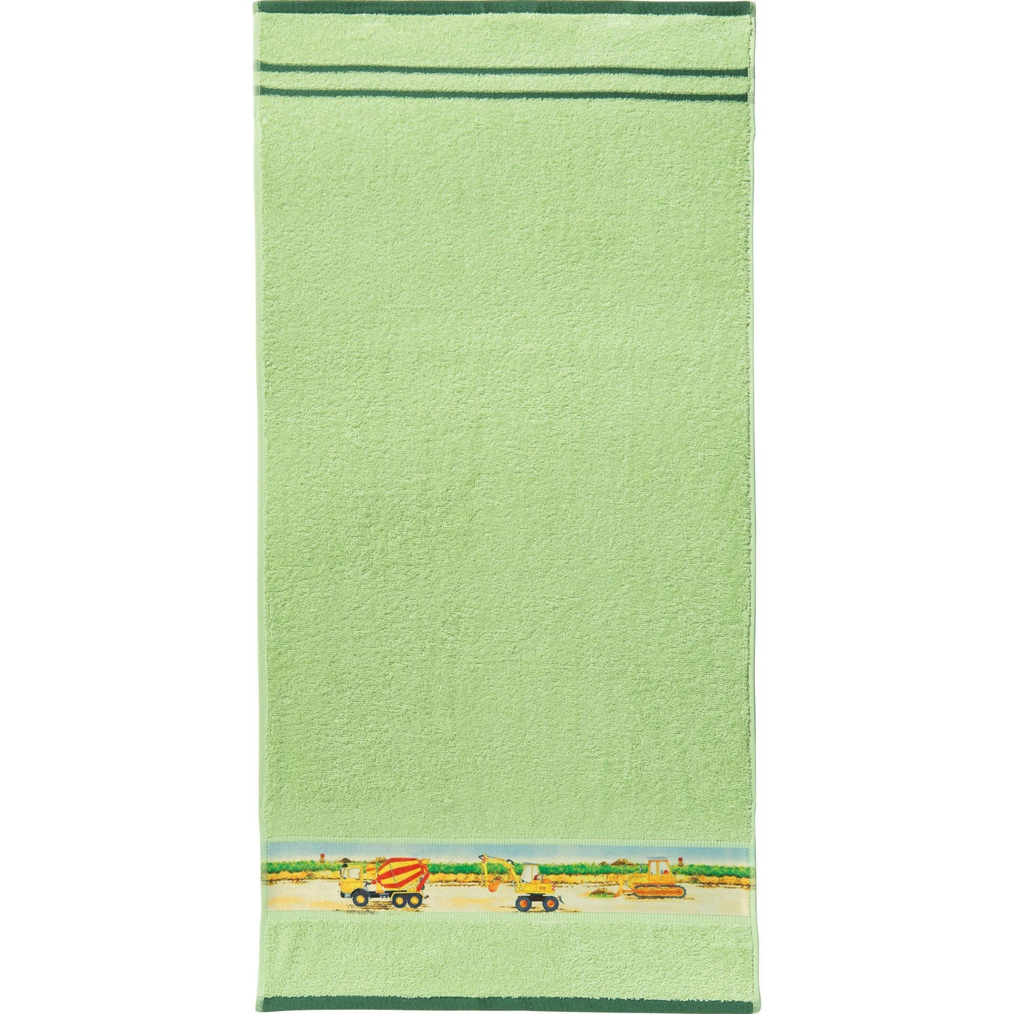 Erwin Müller Kinder-Waschhandschuh, Waschlappen 4er-Pack Traktor, Bagger grün Größe 15x21 cm - 100% Baumwolle, mit hochwertigem Stickmotiv
