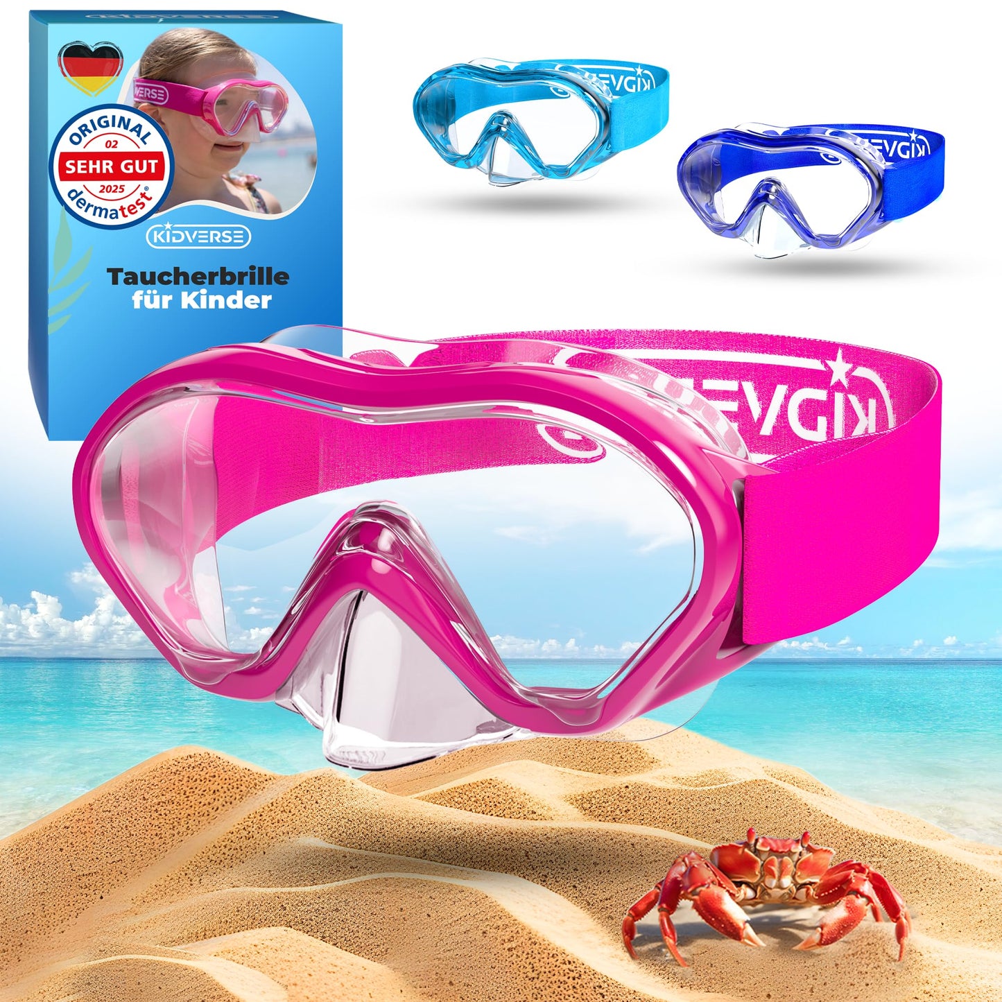 KIDVERSE Schnorchelset Kinder - Taucherbrille mit Schnorchel - Panorama Taucherbrille mit Nase - Kindertaucherbrille Alternative Schnorchelmaske