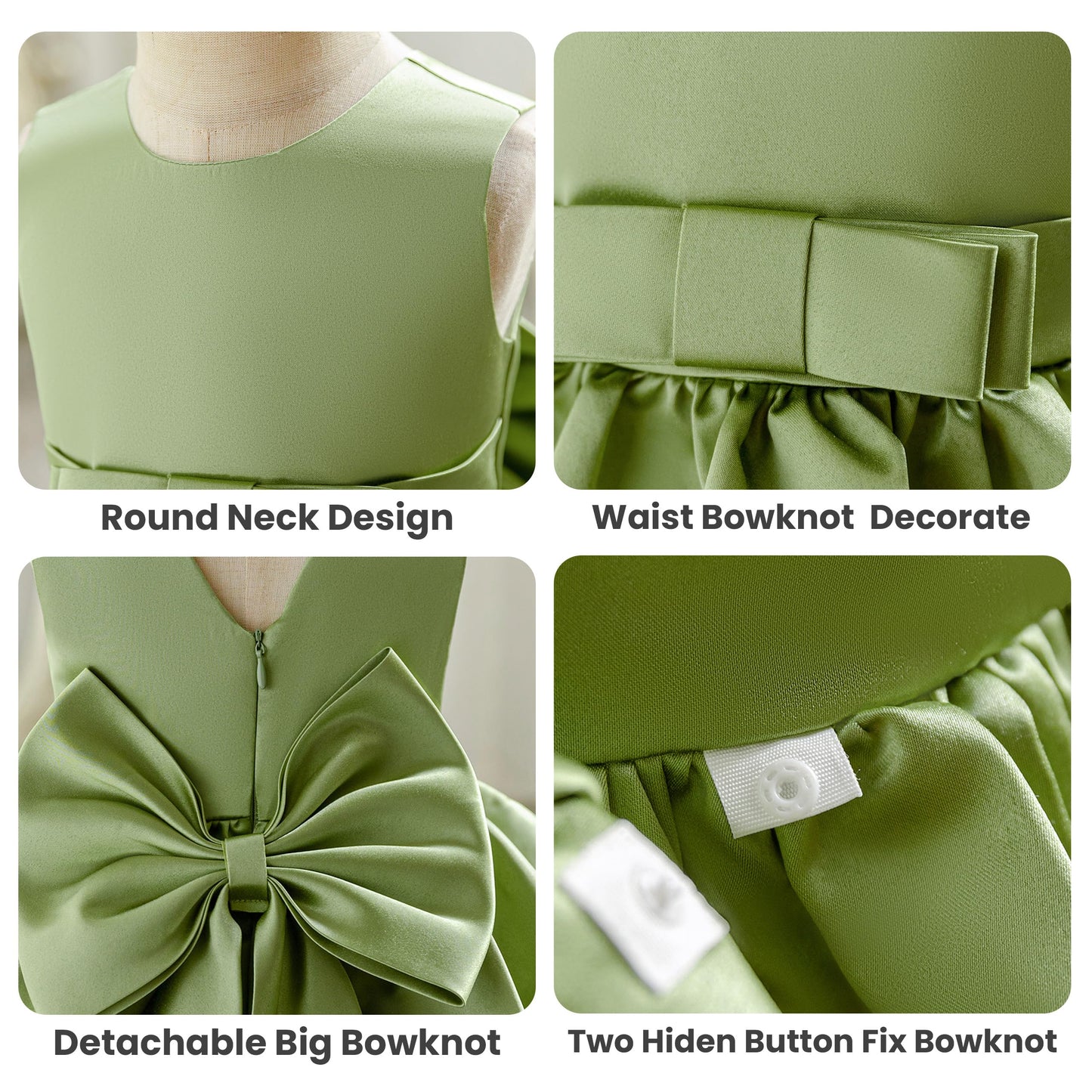 Baby Mädchen Kleid Satin Bowknot A-Linie Taufe Kleid Ärmellos Kleinkind Prinzessin Geburtstag Kleider Kinder Hochzeit Blumenmädchen Kleid Festliche Party Kleid