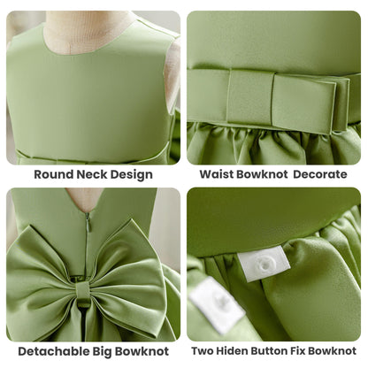 Baby Mädchen Kleid Satin Bowknot A-Linie Taufe Kleid Ärmellos Kleinkind Prinzessin Geburtstag Kleider Kinder Hochzeit Blumenmädchen Kleid Festliche Party Kleid