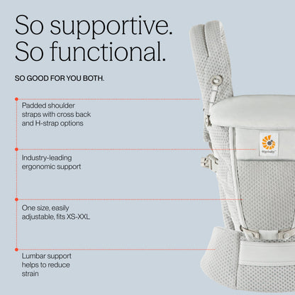 Ergobaby Adapt Babytrage für Neugeborene ab Geburt, 3-Positionen SoftFlex Mesh Ergonomische Babybauchtrage Rückentrage Baby-Tragetasche, Natural Beige, 1 Einheit