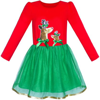 Girls' Long-Sleeve Tutu Skirt Tie Party Size 110–146