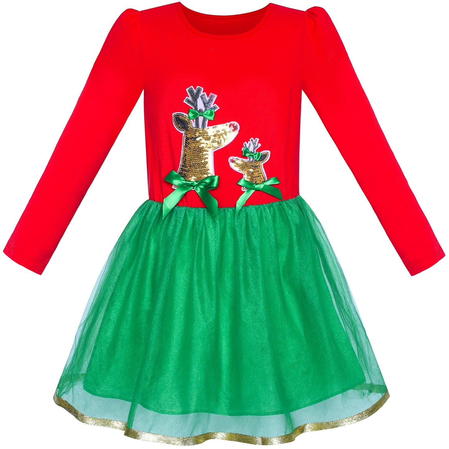 Girls' Long-Sleeve Tutu Skirt Tie Party Size 110–146