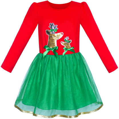 Girls' Long-Sleeve Tutu Skirt Tie Party Size 110–146