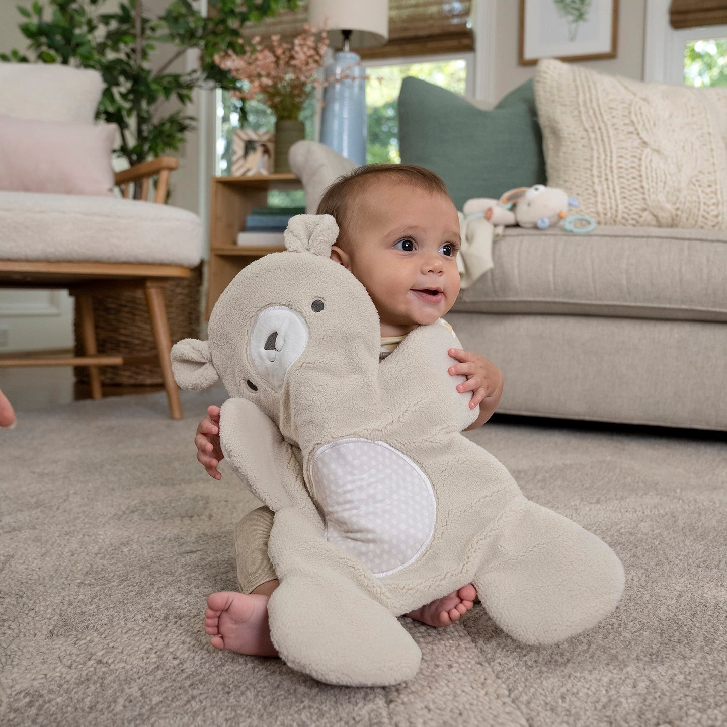 Ingenuity, InLighten Babywippe Babyschaukel mit Lichtern, Nate Bunny, Spielzeugleiste, Vibrationen, Geräuschen, Tummy Time Kissenmatte, bis zu 20 lbs, Neugeborenes+