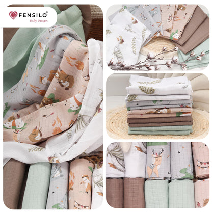 FENSILO - Mulltücher - Mullwindeln - 10er Pack 70x80 cm - Stoffwindeln, Made IN EU, schadstoffgeprüft - Spucktücher Set für Mädchen – Baby Mullwindeln- Rosa - Oeko-TEX Zertifiziert
