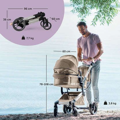 Bergsteiger Lugo 3-in-1 Pushchair Complete Set Including Accessories - Baby Seat, Buggy Attachment, Sun Protection & Weather Footmuff | Isofix Station Available