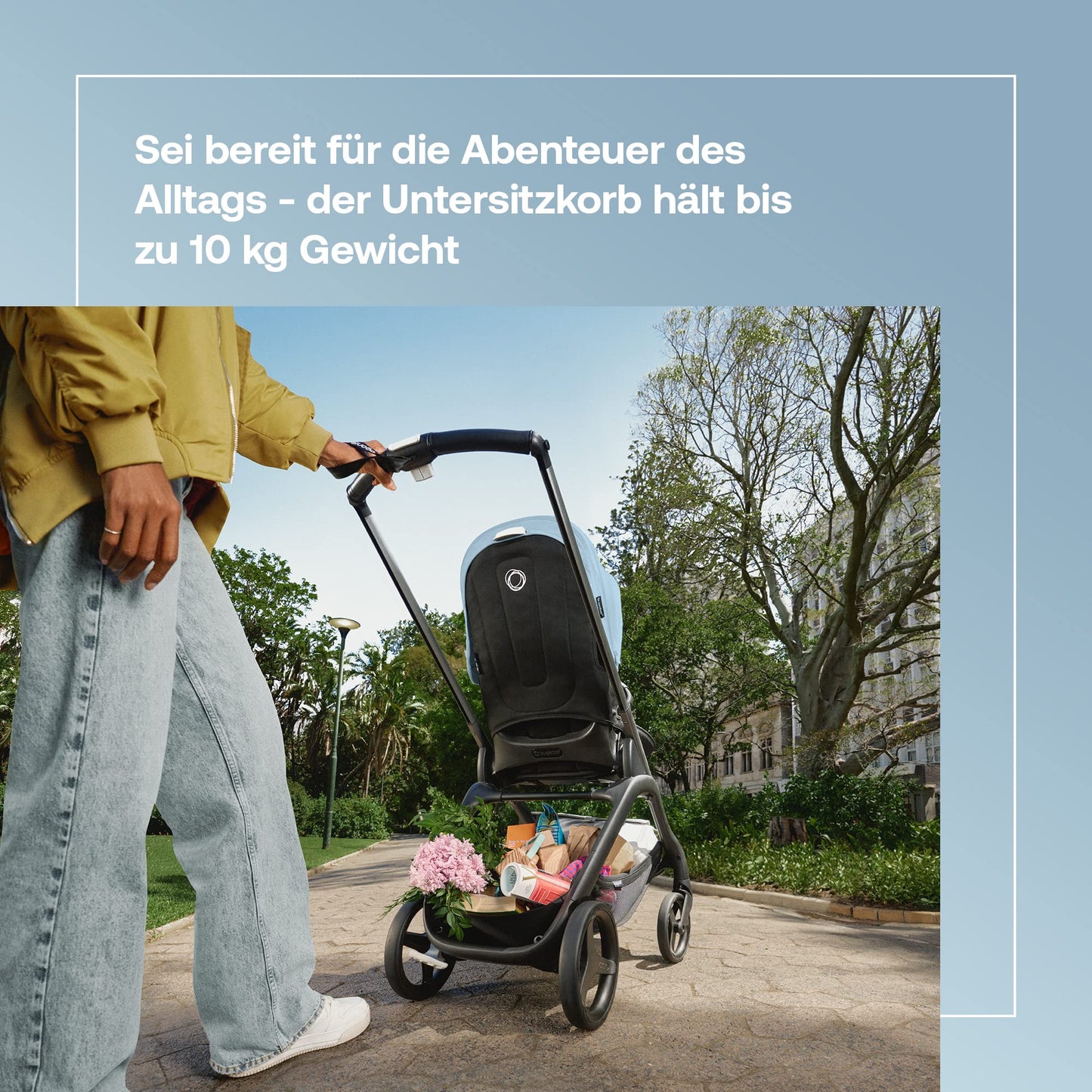 Bugaboo Dragonfly Liegewanne mit Lüftungsfenstern, einhändig faltbar in jeder Position, kompatibel mit dem Bugaboo Dragonfly City-Kinderwagen, Midnight Black