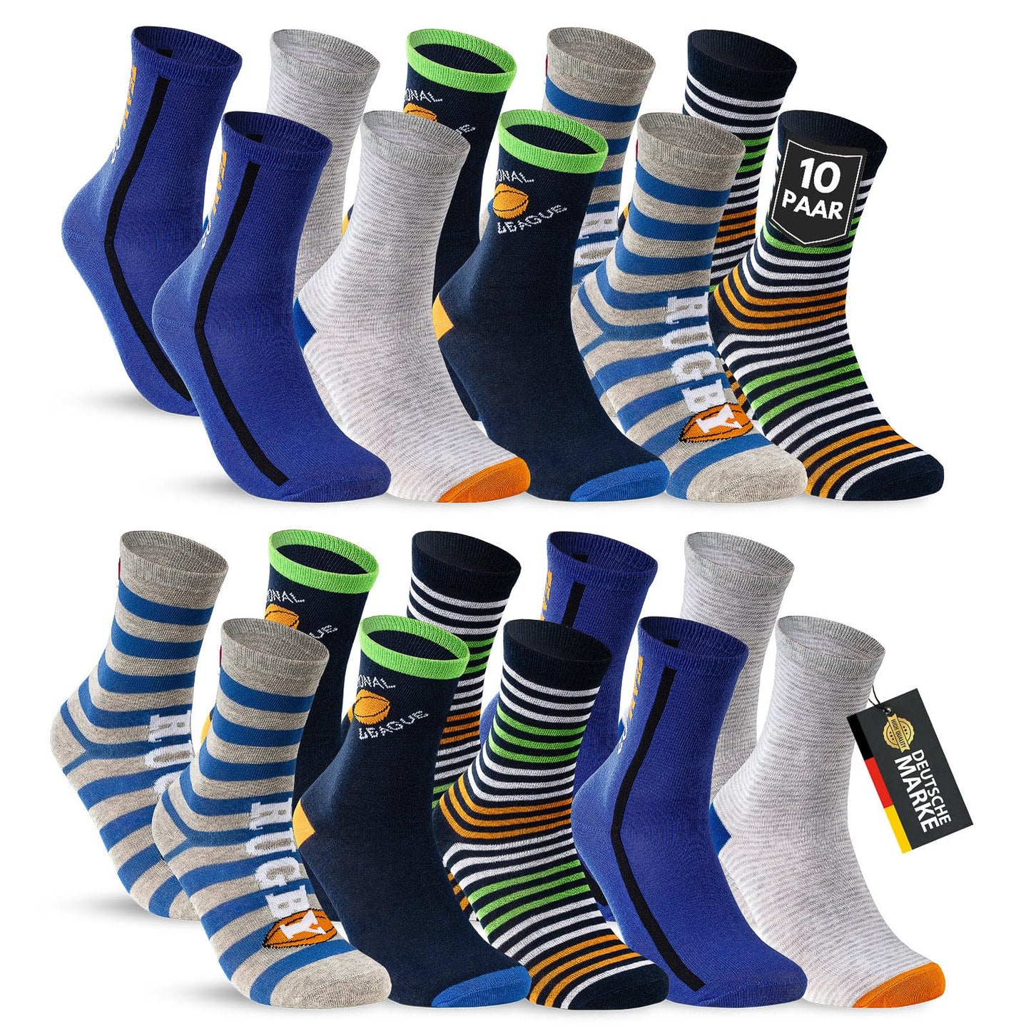 10 Paar Kinder Socken Jungen & Mädchen Baumwolle Kindersocken