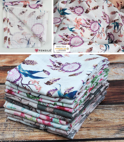FENSILO - Mulltücher - Mullwindeln - 10er Pack 70x80 cm - Stoffwindeln, Made IN EU, schadstoffgeprüft - Spucktücher Set für Mädchen – Baby Mullwindeln- Rosa - Oeko-TEX Zertifiziert