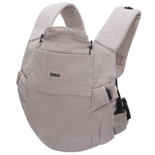 Fillikid Babytrage Natural ab 3,5-20 kg für Bauch-, Hüft und Rückentrageposition - Grau