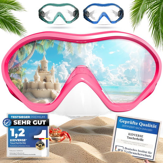 KIDVERSE Schnorchelset Kinder - Taucherbrille mit Schnorchel - Panorama Taucherbrille mit Nase - Kindertaucherbrille Alternative Schnorchelmaske