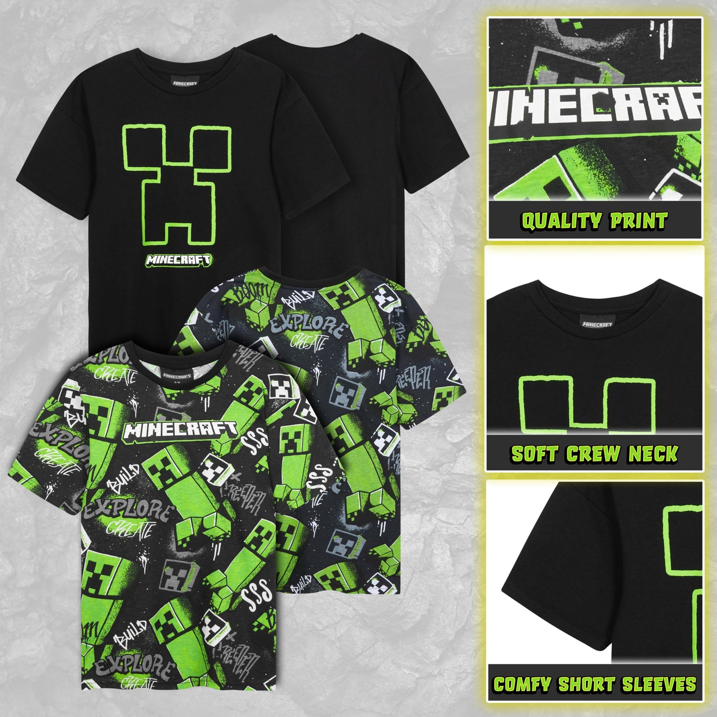 Get Trend T-Shirts für Jungen Teenager Einzeln oder im 2er Pack Weich Tshirt Kurzarm Gamer T Shirt Kinder Geschenk