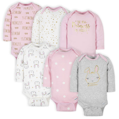 Mädchen 6er-Pack Langarm-Strampler Bodys Baby und Kleinkind T-Shirt Set (6er Pack)