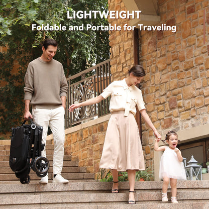 ELITTLE EMU Gegen Fahrtrichtung Buggy Kinderwagen Faltbar kompakter Baby Buggy Schwarz Wendesitz Kinderwagen mit Liegefunktion für Klein von 0 bis 3 Jahre (0-25 kg)