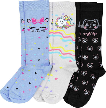 TupTam Girls' Knee-Length Socks, Patterned, Pack of 3