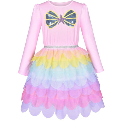 Girls' Long-Sleeve Tutu Skirt Tie Party Size 110–146