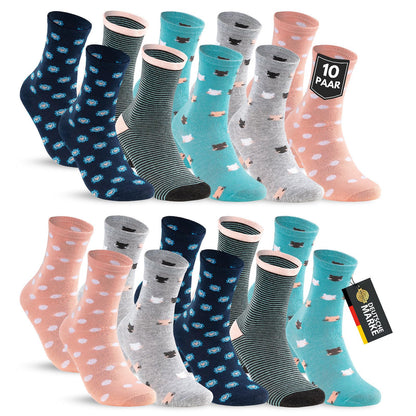 10 Paar Kinder Socken Jungen & Mädchen Baumwolle Kindersocken