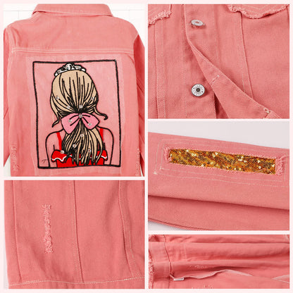 Amur Leopard Kids Girls Denim Jacket Cotton Denim Jacket Cute Children Spring Autumn Jacket 