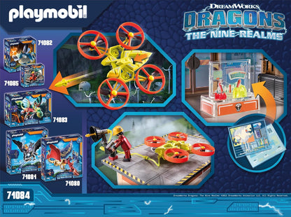 PLAYMOBIL DreamWorks Dragons 71084 Dragons: The Nine Realms - Icaris Lab, Dragons-Figur, Spielzeug-Drache und Drohne mit Geschoss, Spielzeug für Kinder ab 4 Jahren